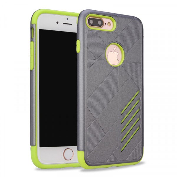 Wholesale iPhone 7 Plus Dual Layer Armor Hybrid Case (Gray Green)